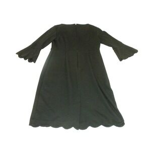 Talbots Dress Size 2 XS Black Shift 3/4 Flounce Sleeve Back‎ Zip Boat Neck